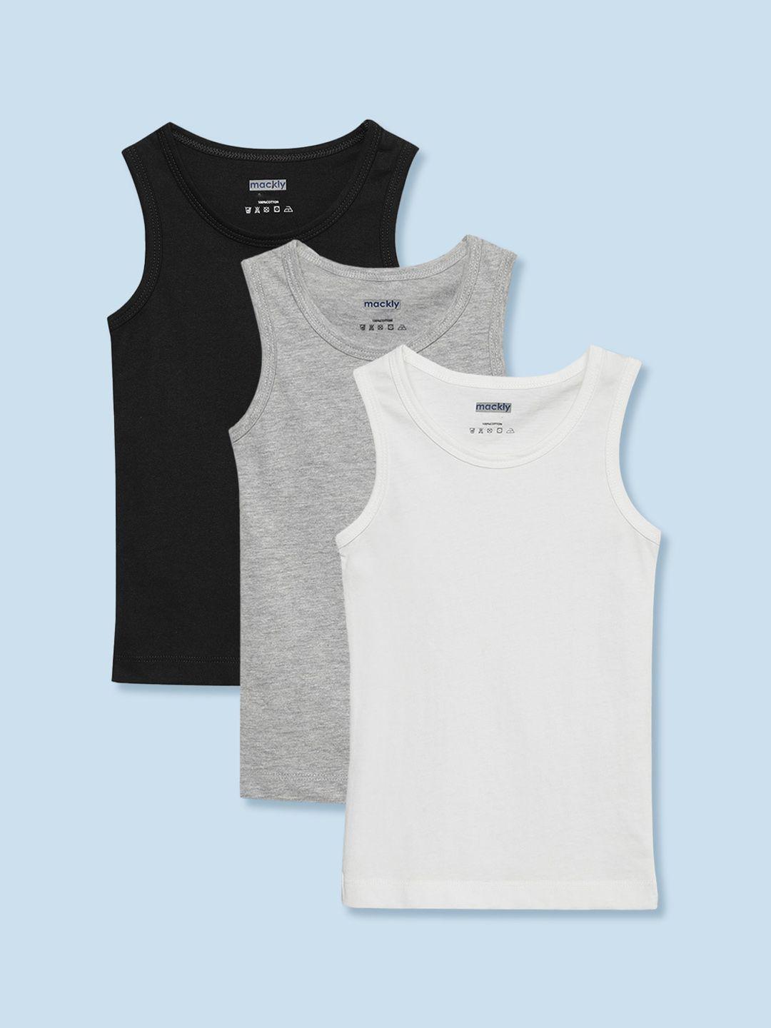 mackly boys pack of 3 pure cotton innerwear vests