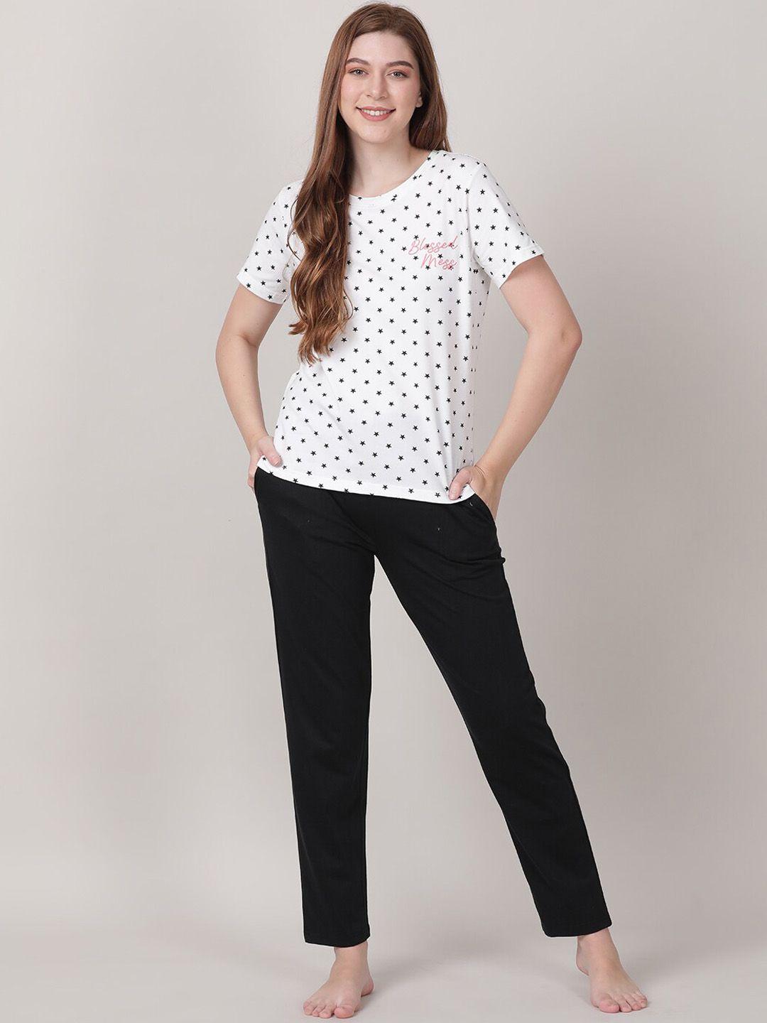 mackly conversational printed pure cotton night suit