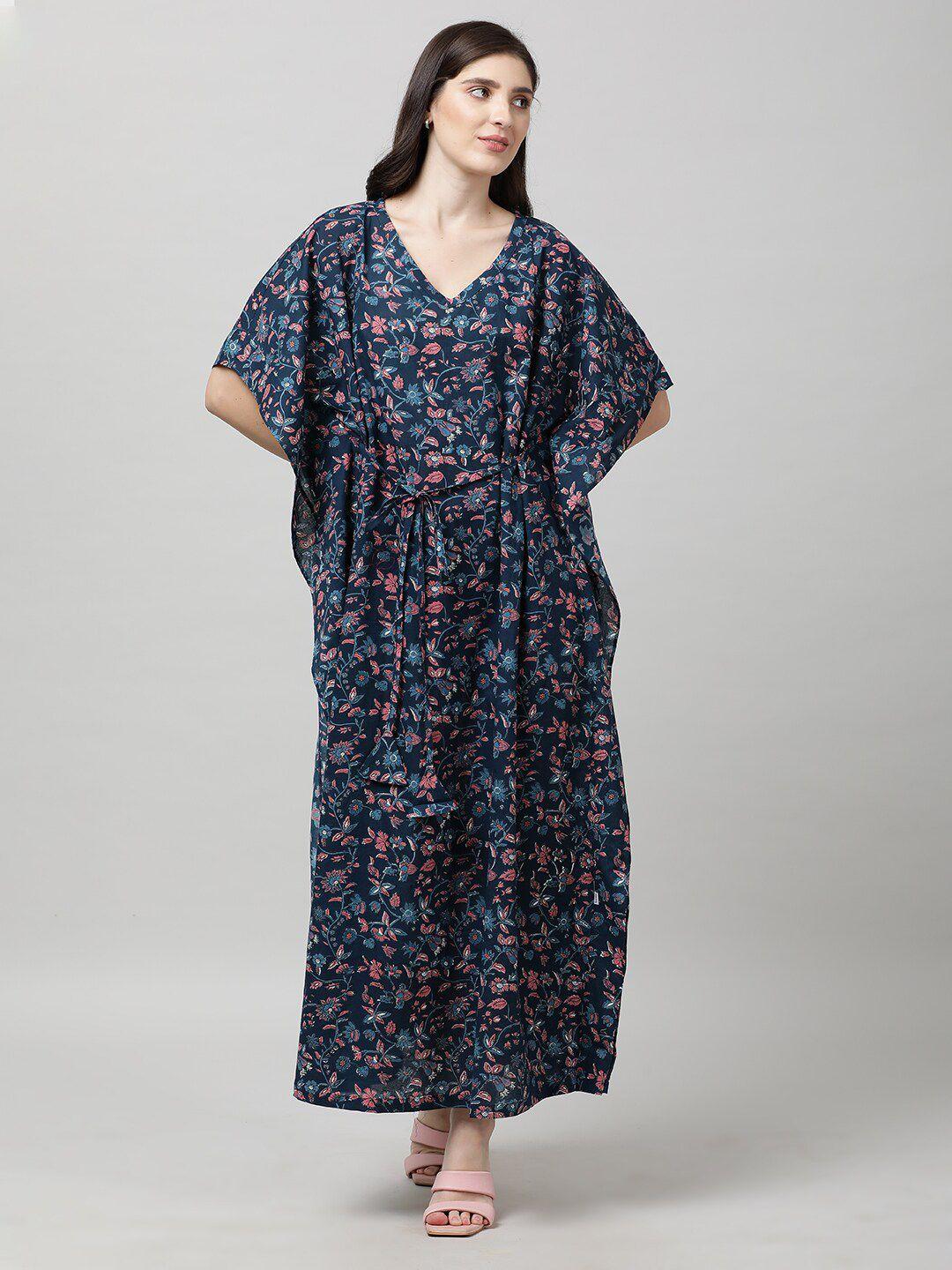 mackly floral printed flared sleeves kaftan maxi dress
