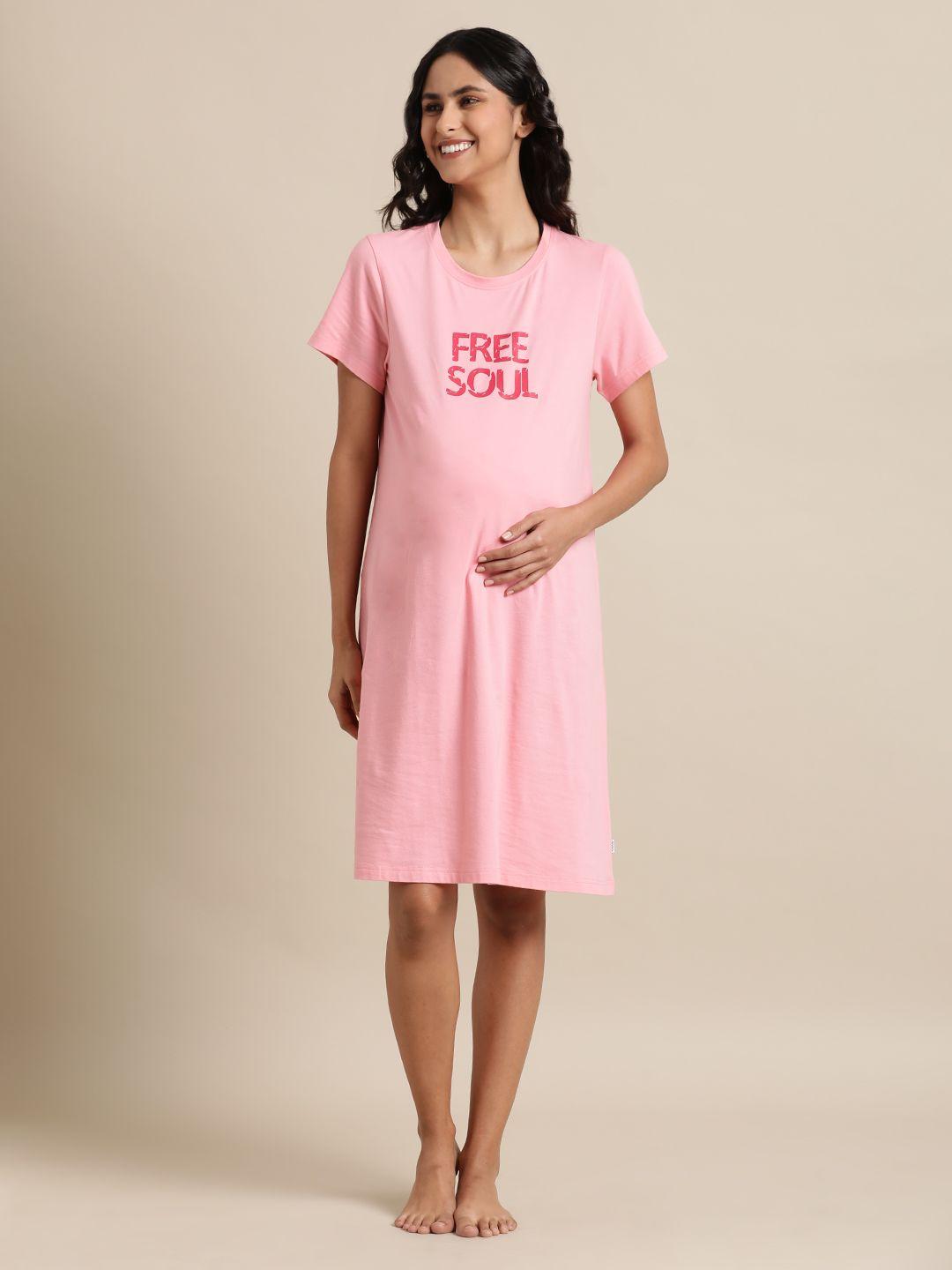 mackly pink print maternity t-shirt dress