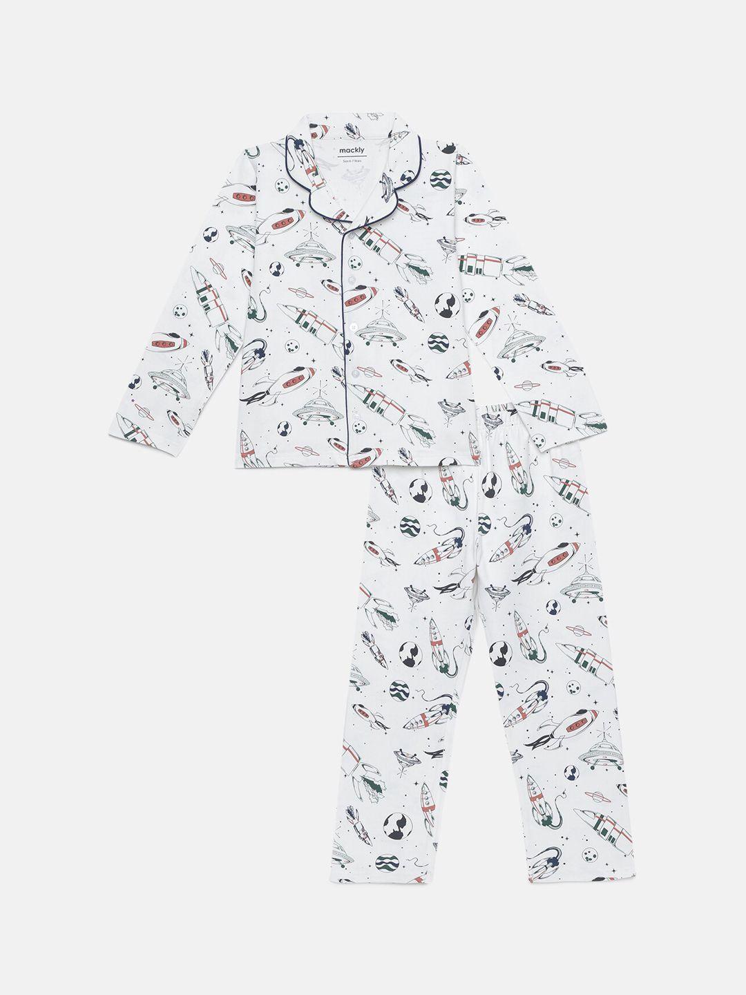 mackly boys conversational printed pure cotton night suit