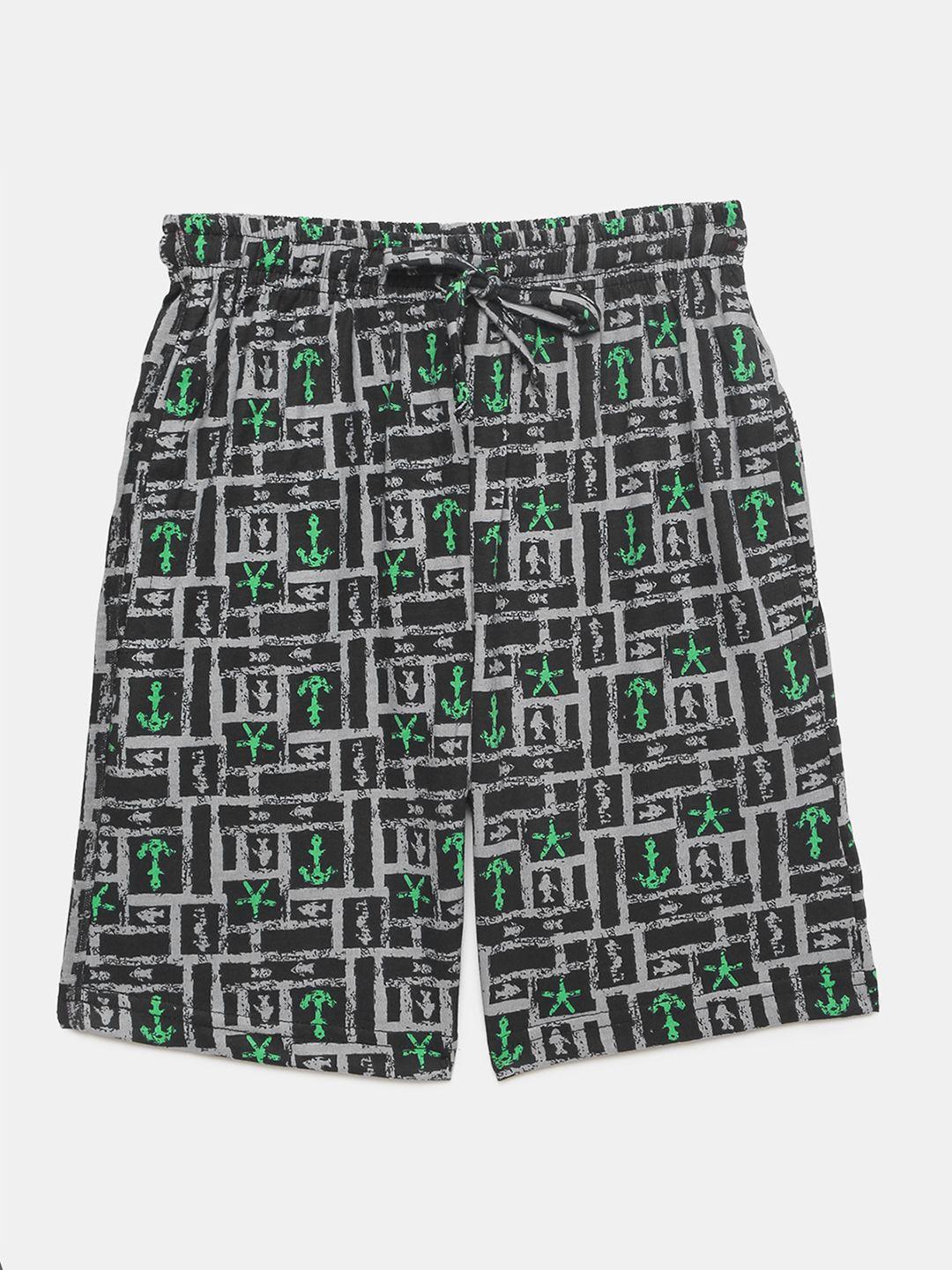 mackly boys geometric printed pure cotton lounge shorts