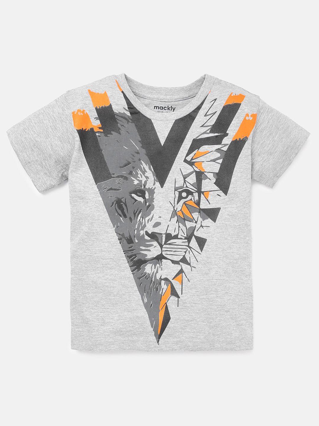 mackly boys graphic printed pure cotton t-shirt