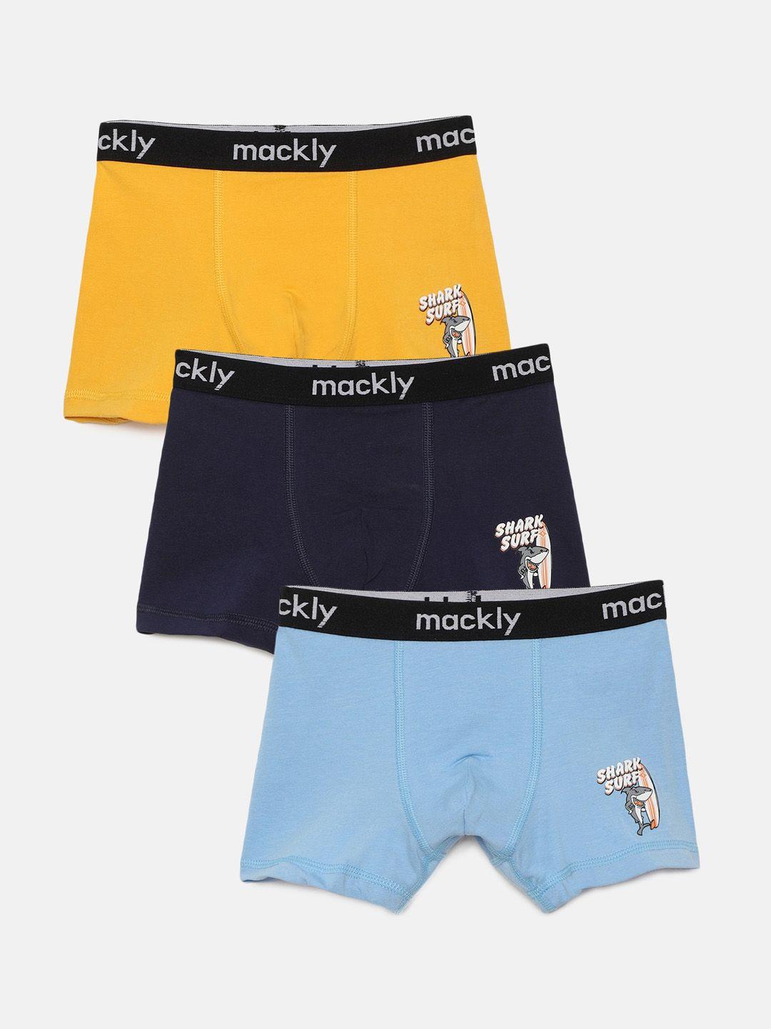 mackly boys pack of 3 outer elastic mid-rise boxers