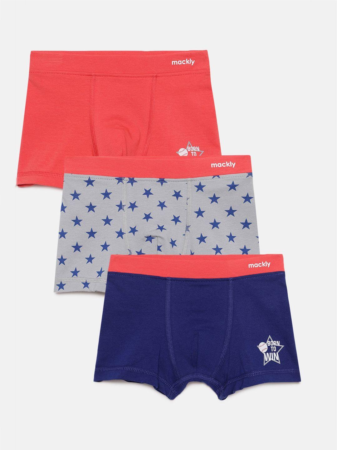 mackly boys pack of 3 printed trunks