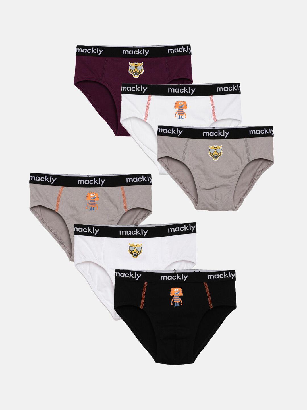 mackly boys pack of 6 printed basic briefs