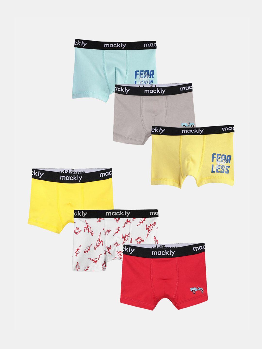 mackly boys pack of 6 printed trunks