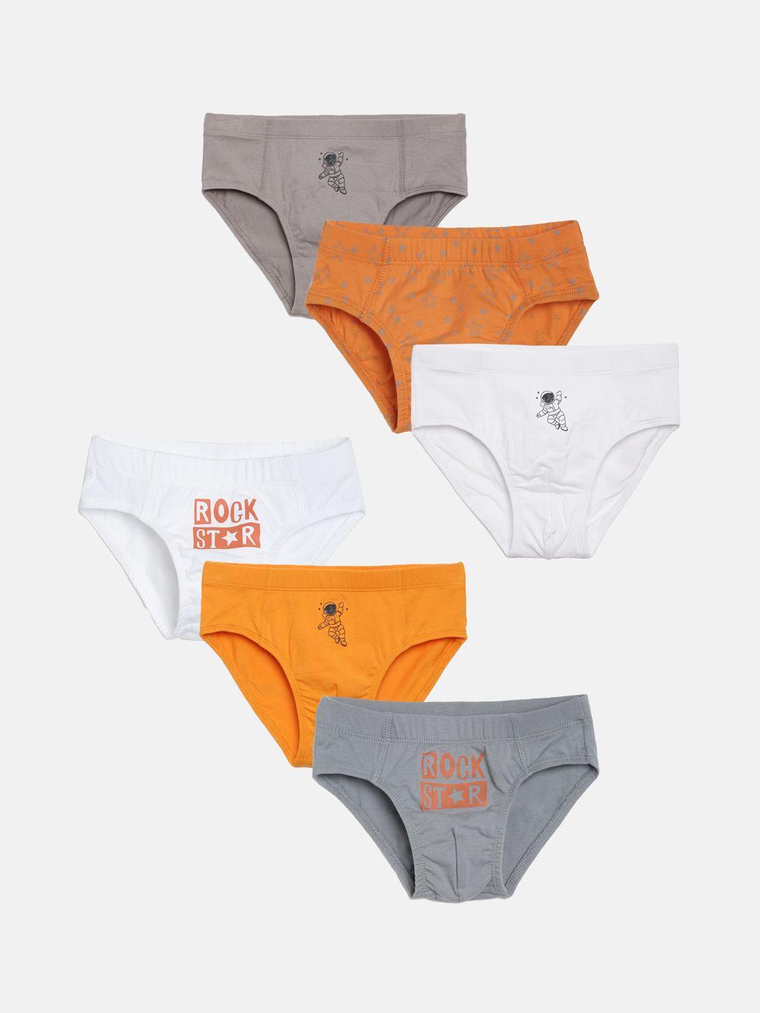 mackly boys pack of 6 typography printed basic briefs