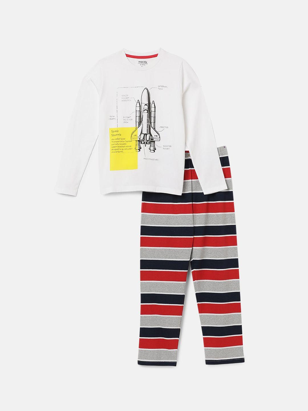 mackly boys printed pure cotton night suit