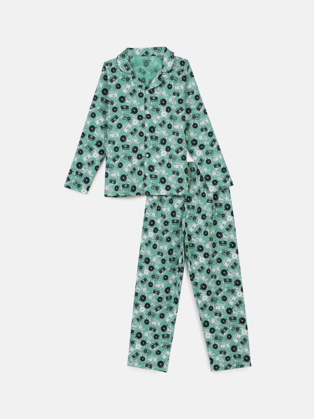 mackly boys printed pure cotton night suit