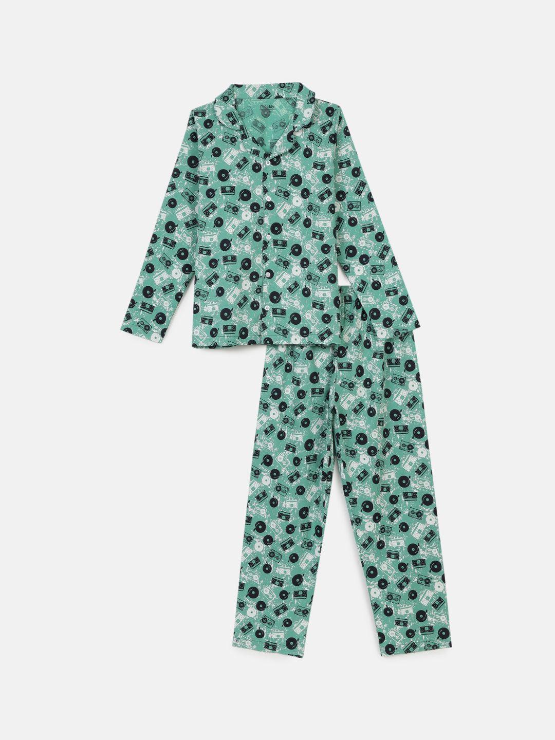 mackly boys printed pure cotton night suit