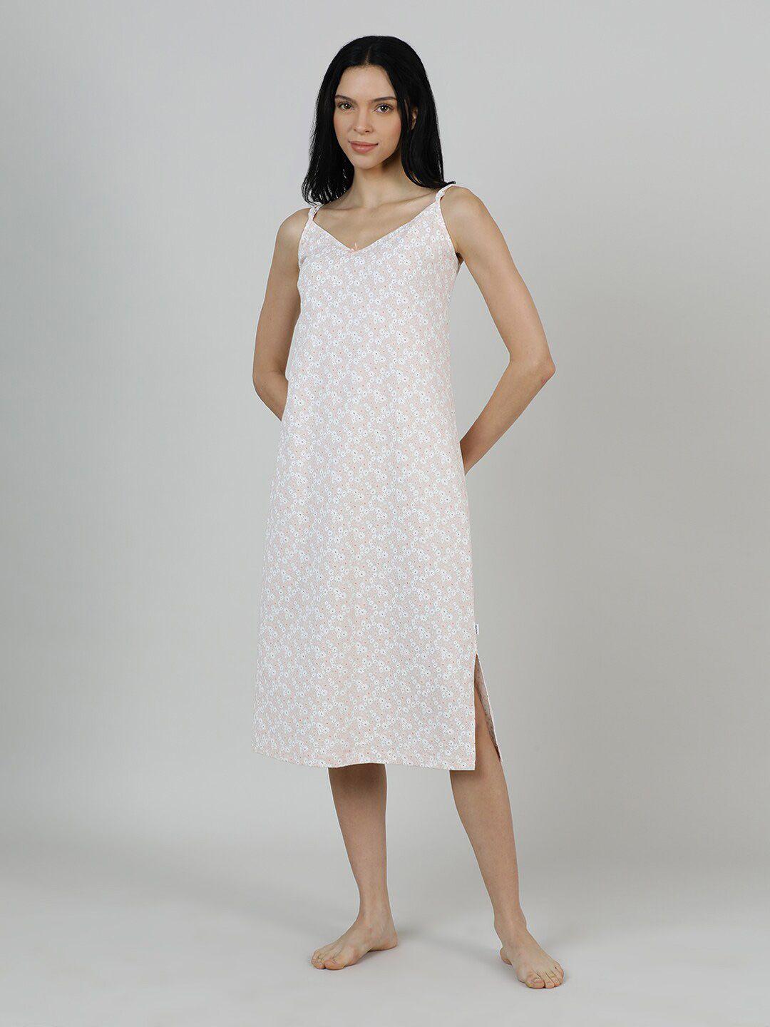mackly floral printed pure cotton midi nightdress