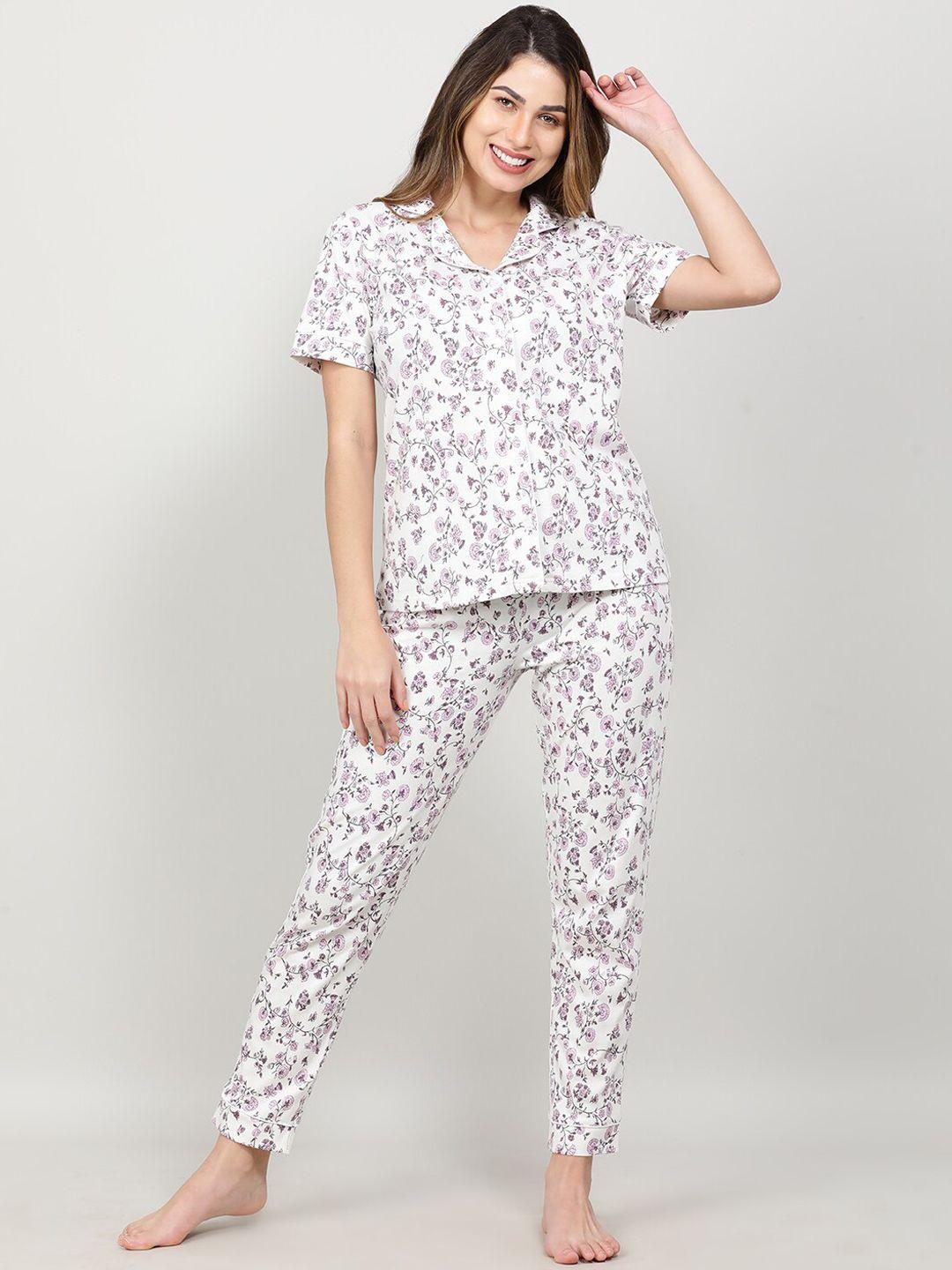 mackly women printed pure cotton night suit
