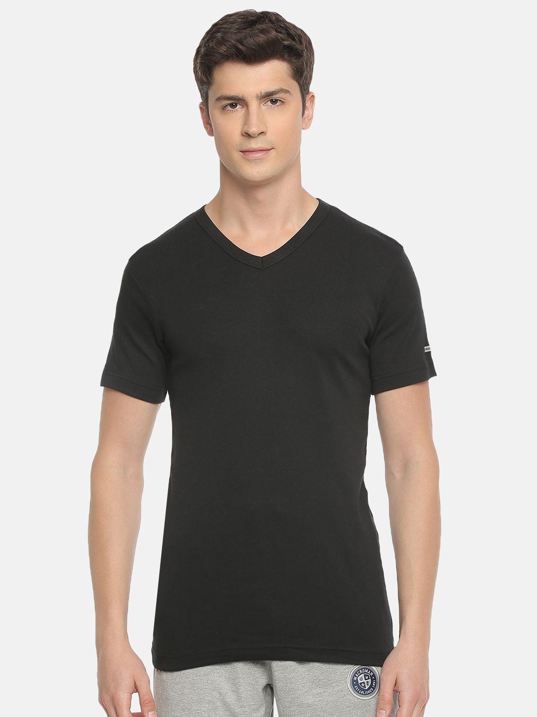 macroman m-series men black v-neck  t-shirt