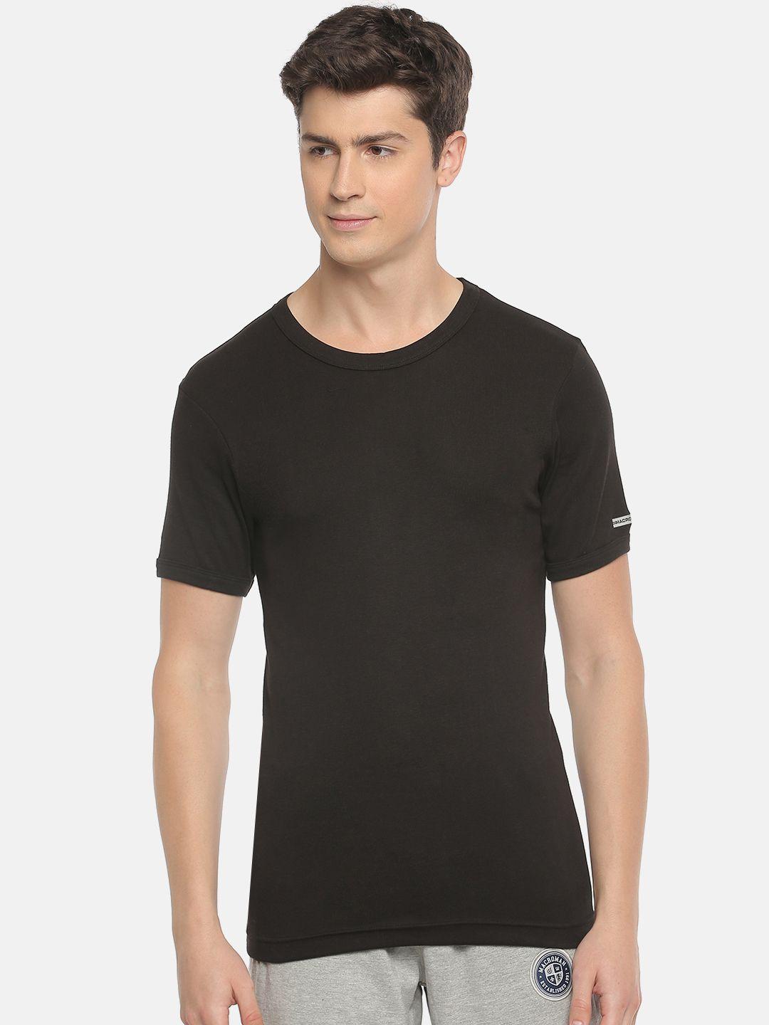 macroman m-series men black v-neck extended sleeves t-shirt