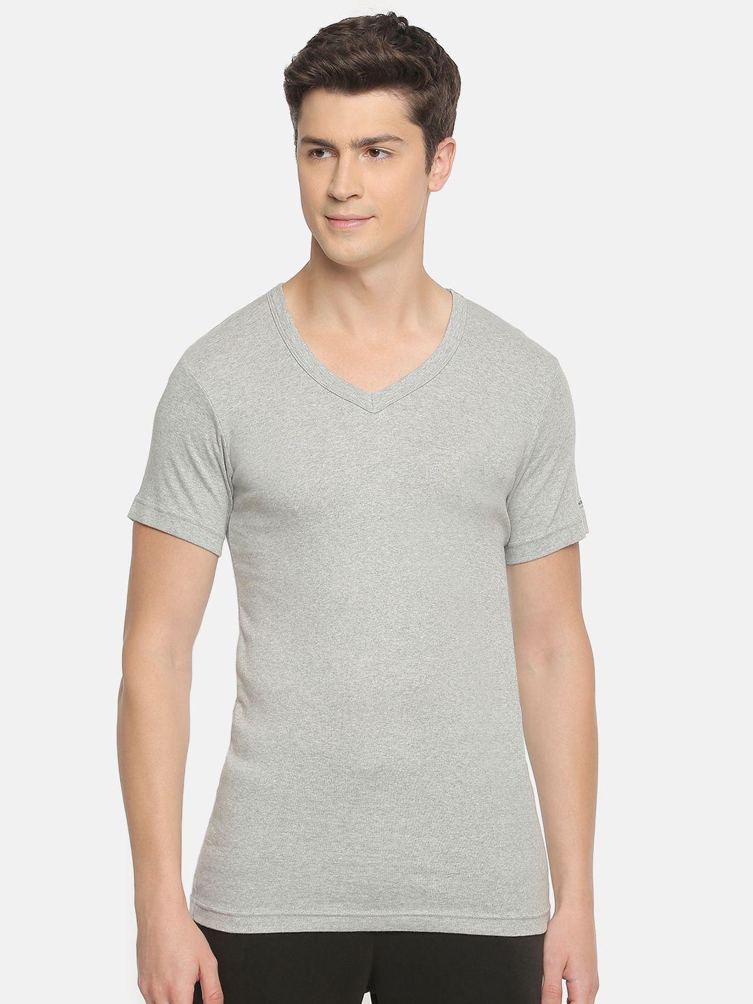 macroman m-series men grey melange v-neck t-shirt