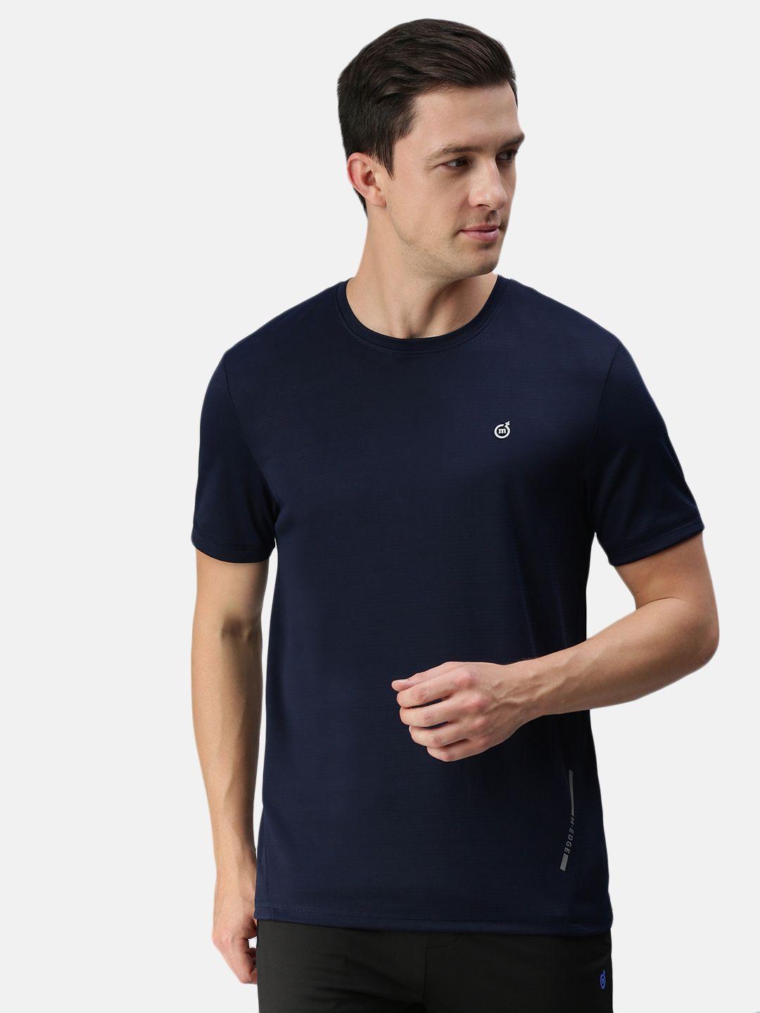 macroman m-series men navy blue solid t-shirt