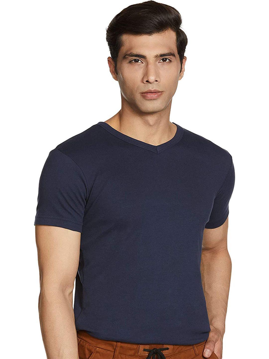 macroman m-series men navy blue v-neck t-shirt