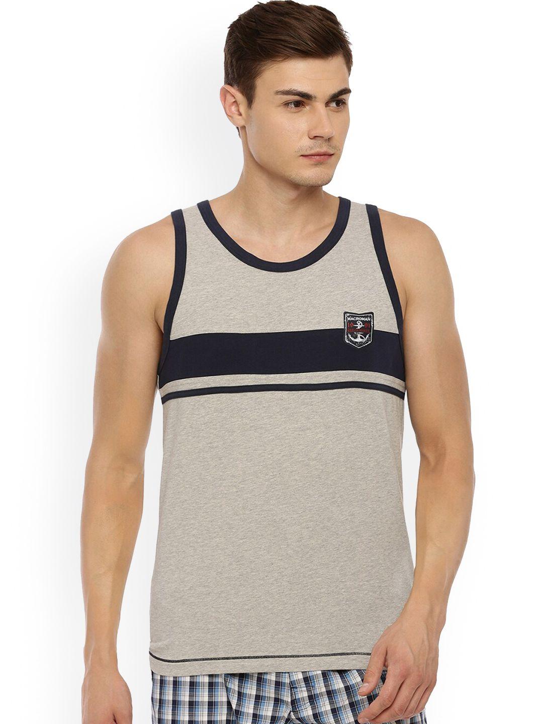 macroman m-series striped pure cotton basic innerwear vests