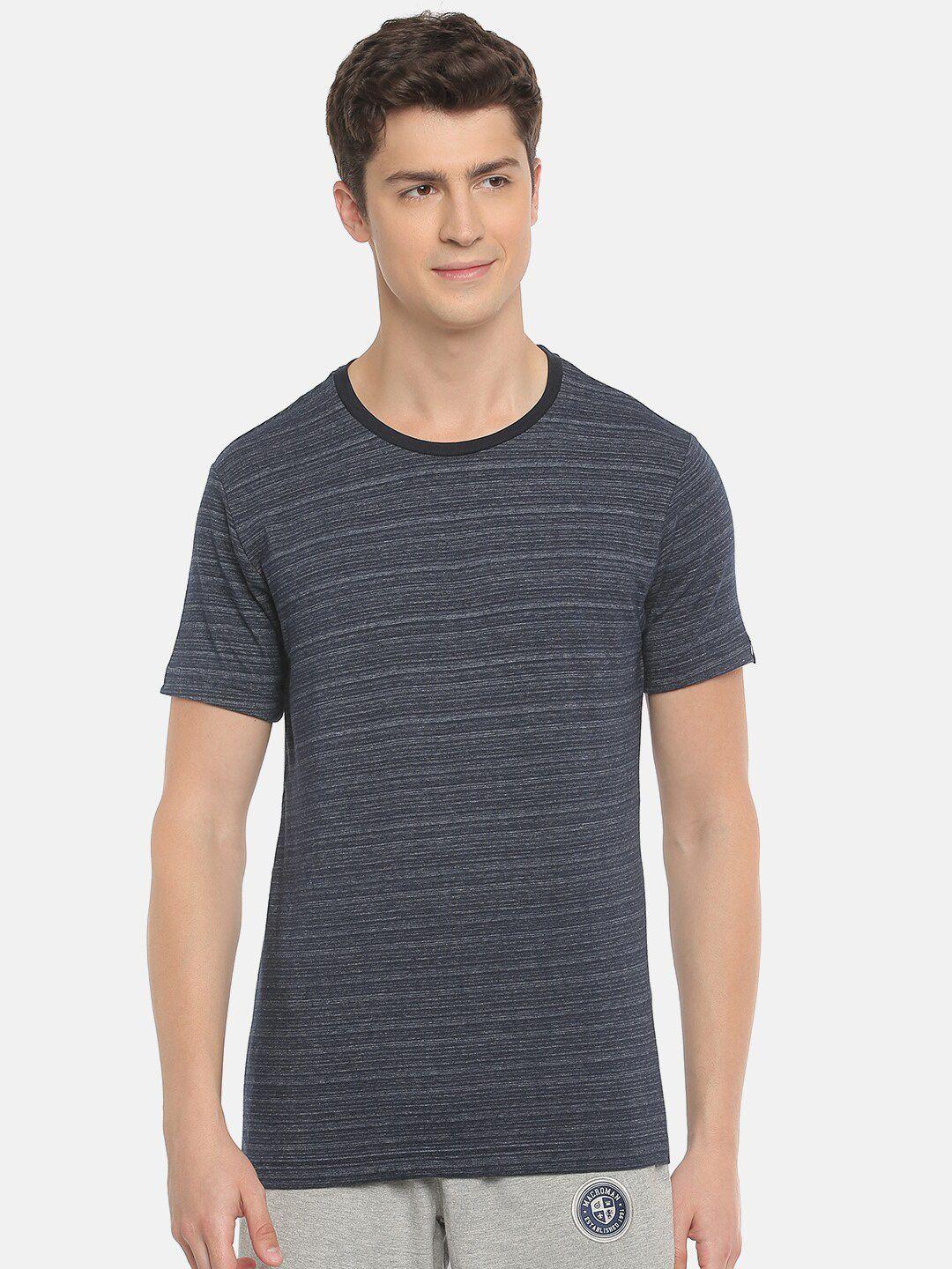 macroman m-series striped round neck cotton sports t-shirt