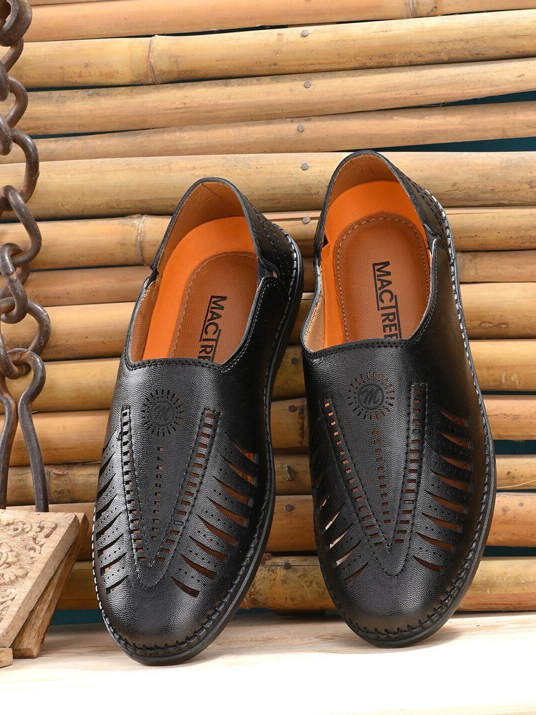 mactree men black pu shoe-style sandals