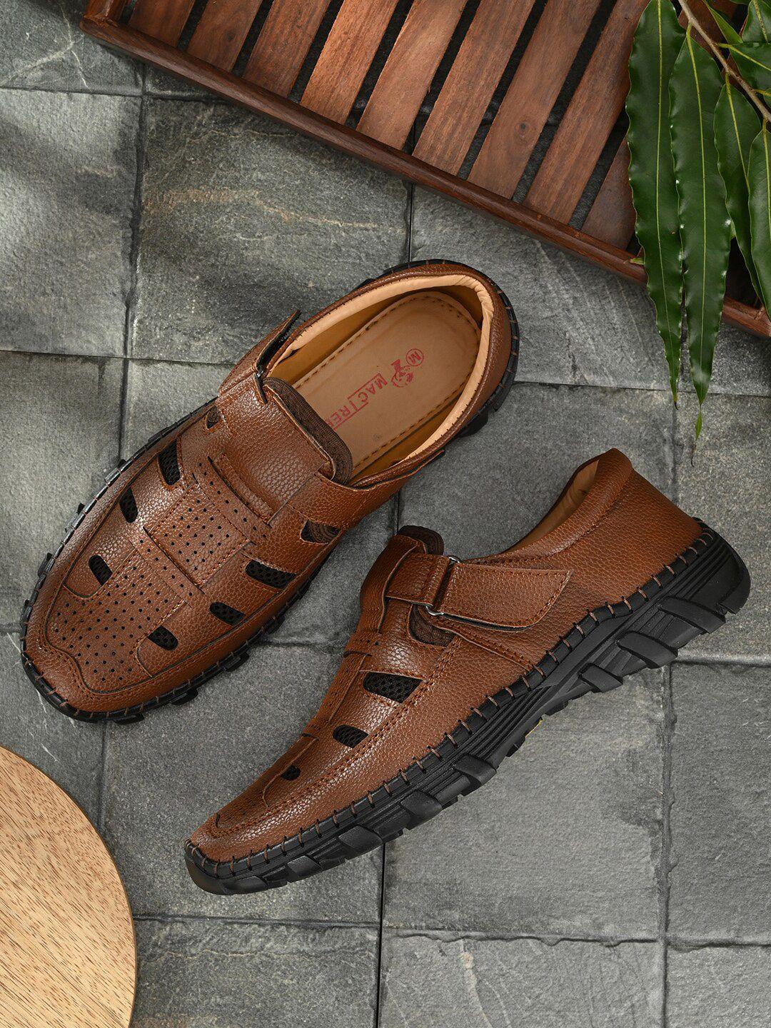 mactree men brown solid shoe-style sandals