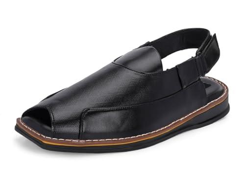 mactree black faux leather casual sandals for men latest - 07 uk