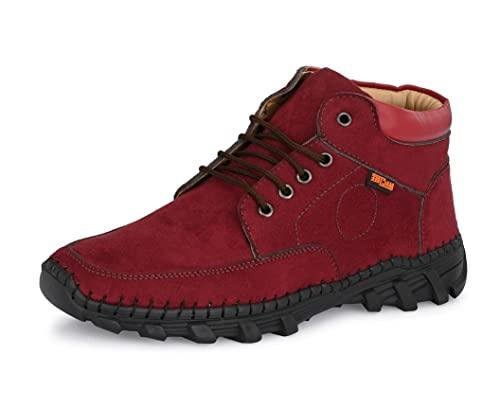 mactree men's hiking trekking stitched sole ankle boot (cherry, numeric_10)