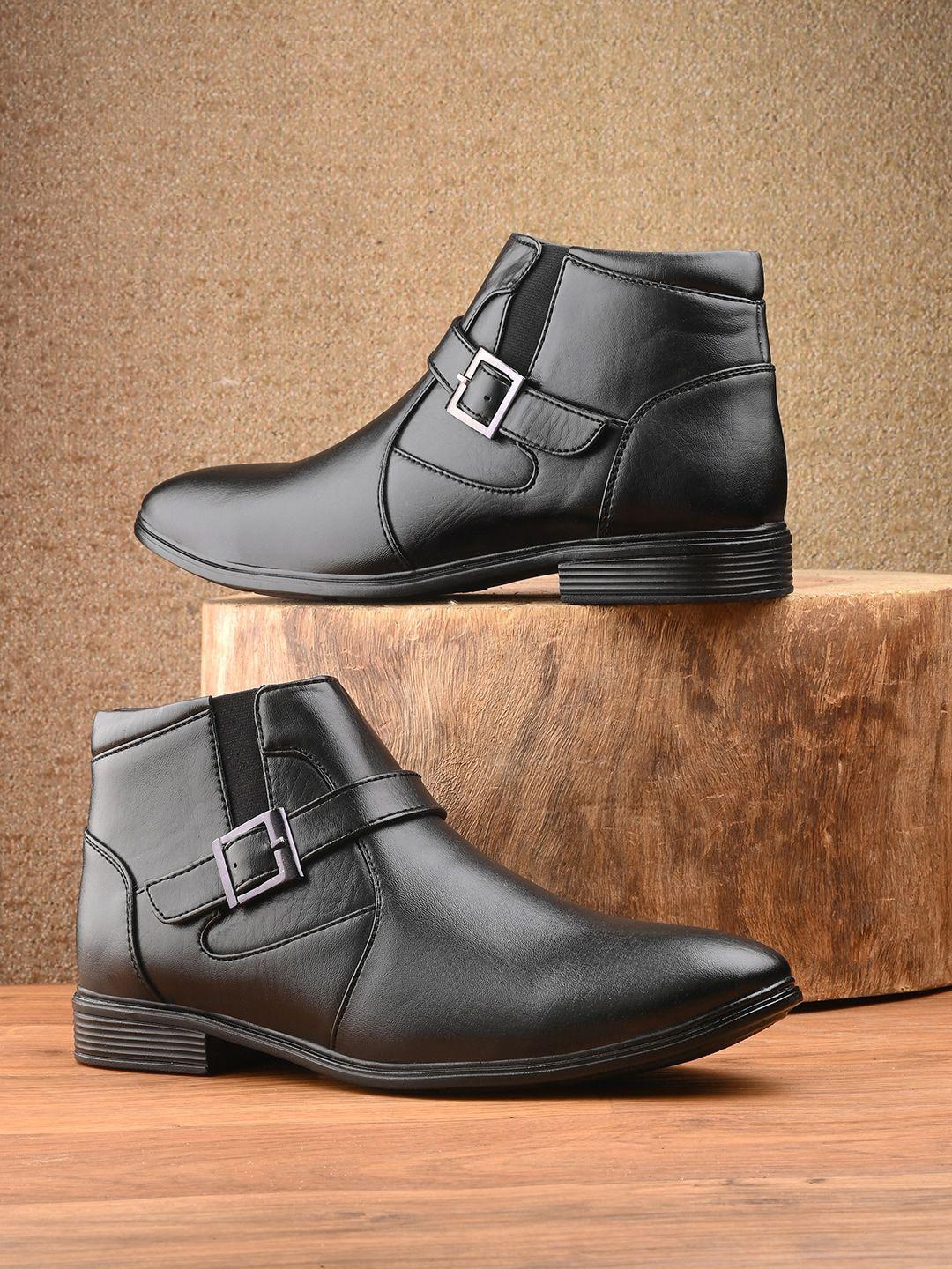 mactree men mid-top work regular boots with buckle detail