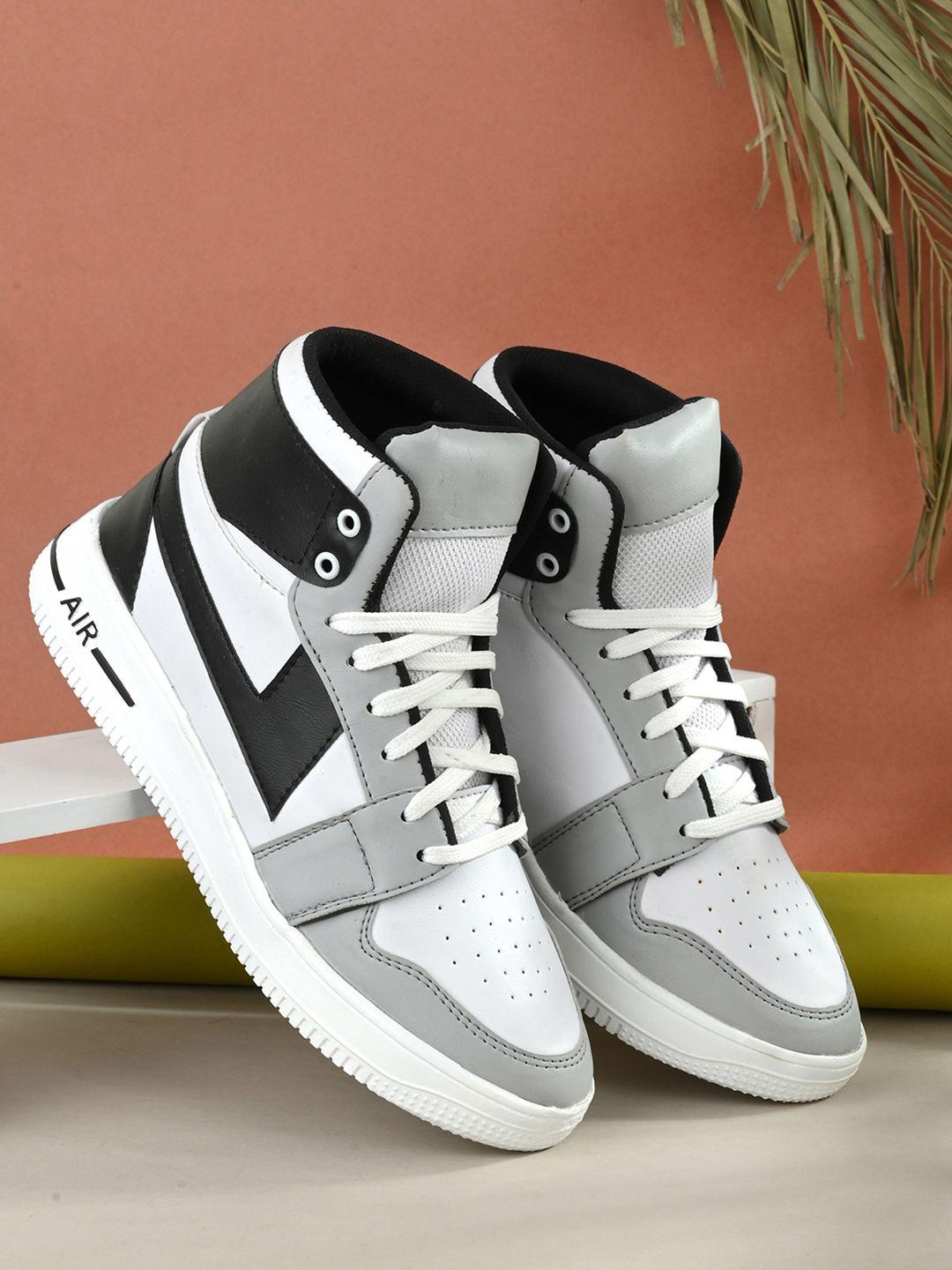 mactree men white colourblocked pu sneakers