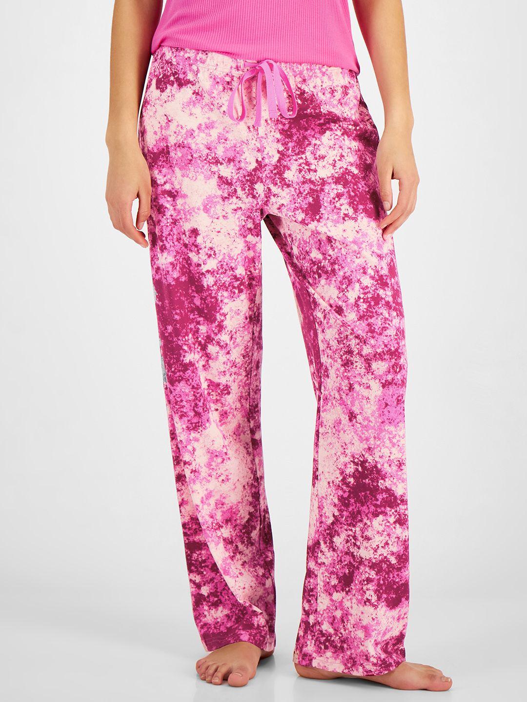 macy's jenni women fuchsia pink & white dyed lounge pants