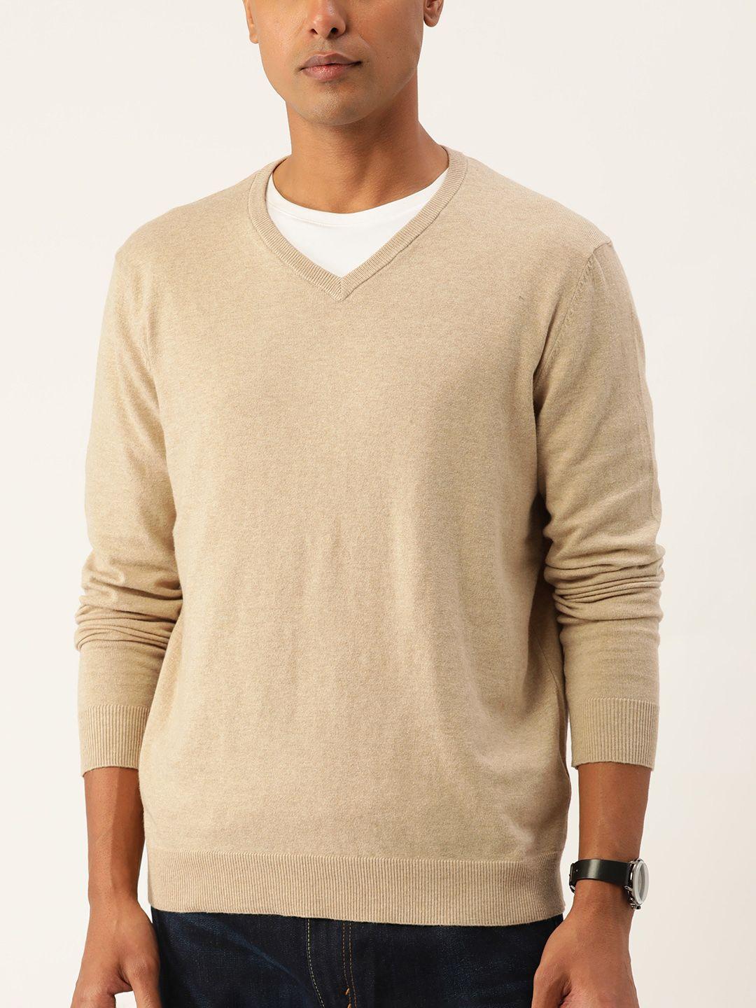 macy's alfani men beige v-neck knitted pullover