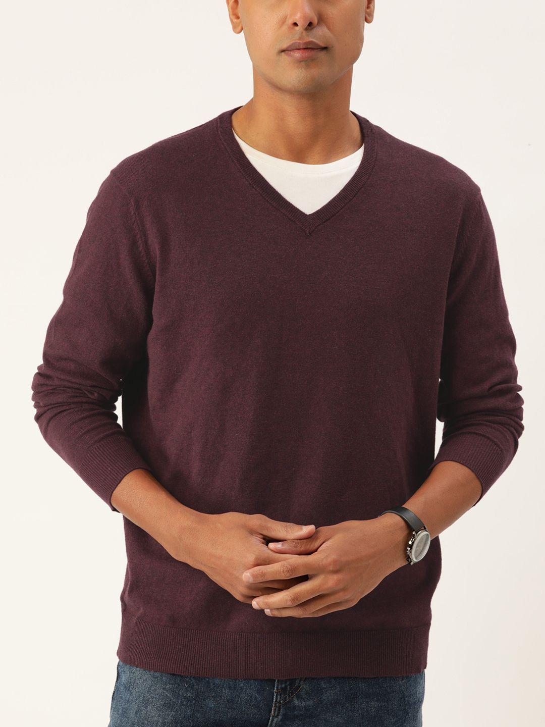 macy's alfani men burgundy solid pullover