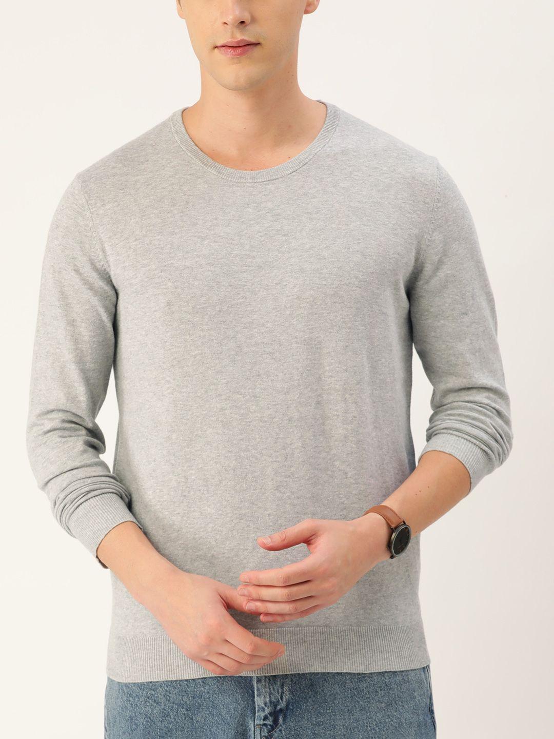 macy's alfani men grey melange solid pullover