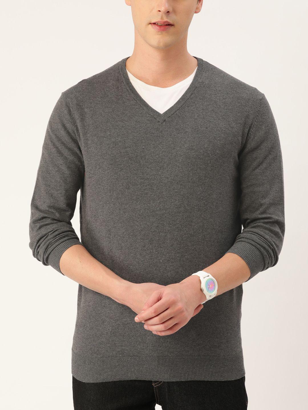 macy's alfani men grey solid pullover