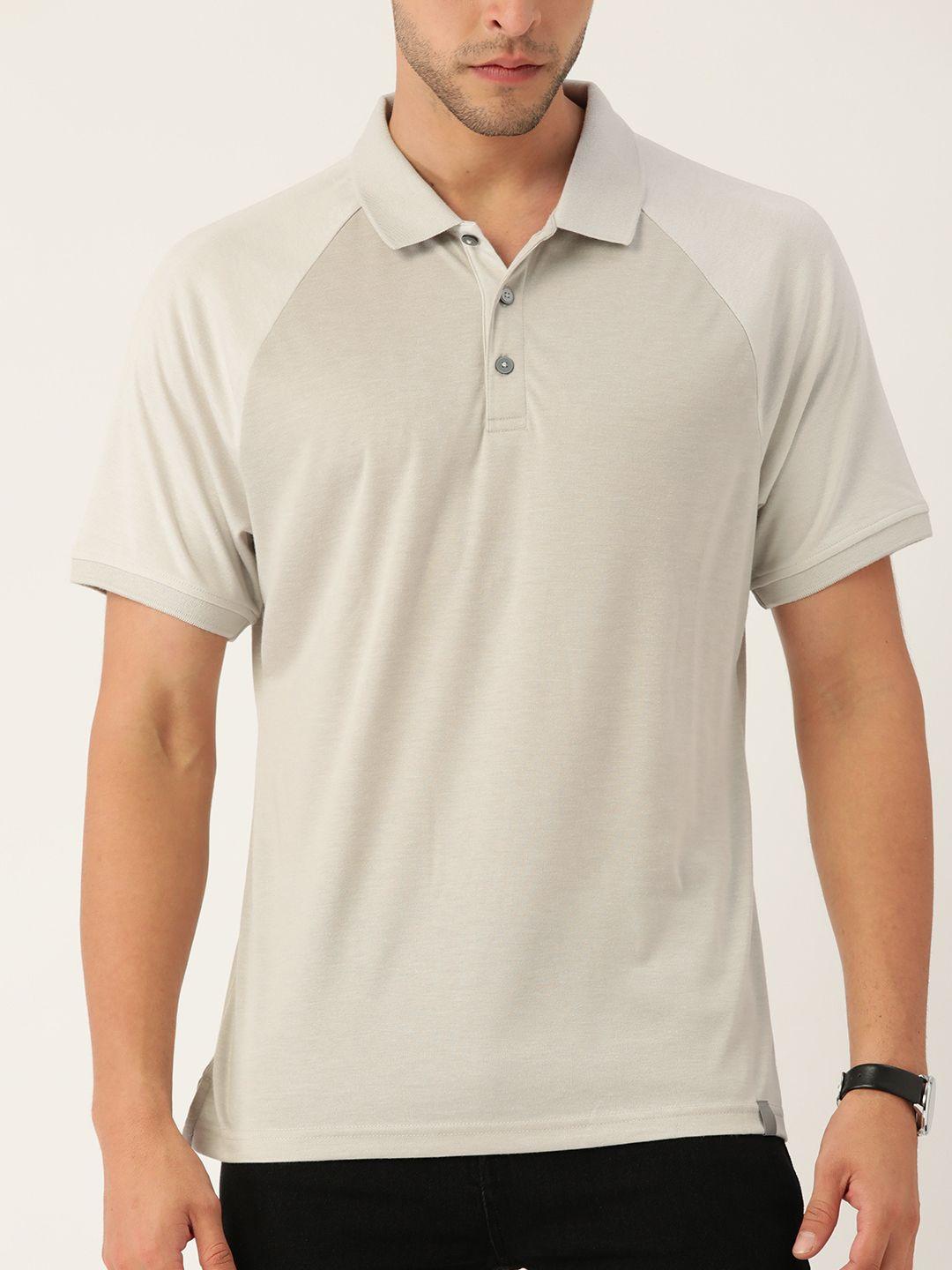 macy's alfani men taupe solid raglan sleeves polo collar t-shirt