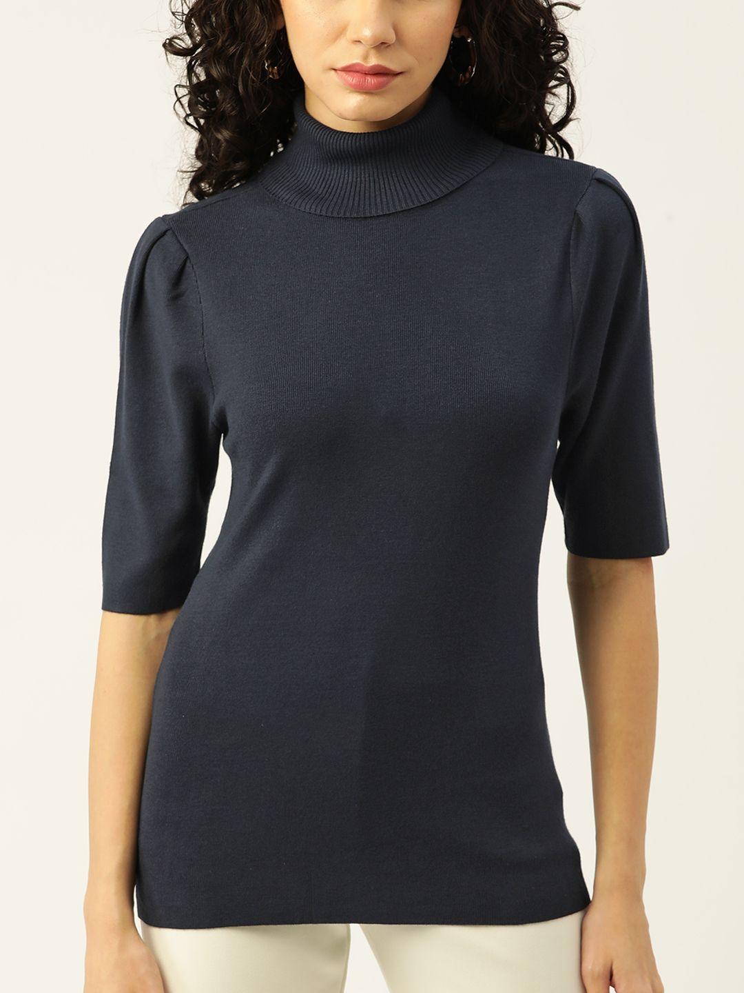 macy's alfani navy blue solid top