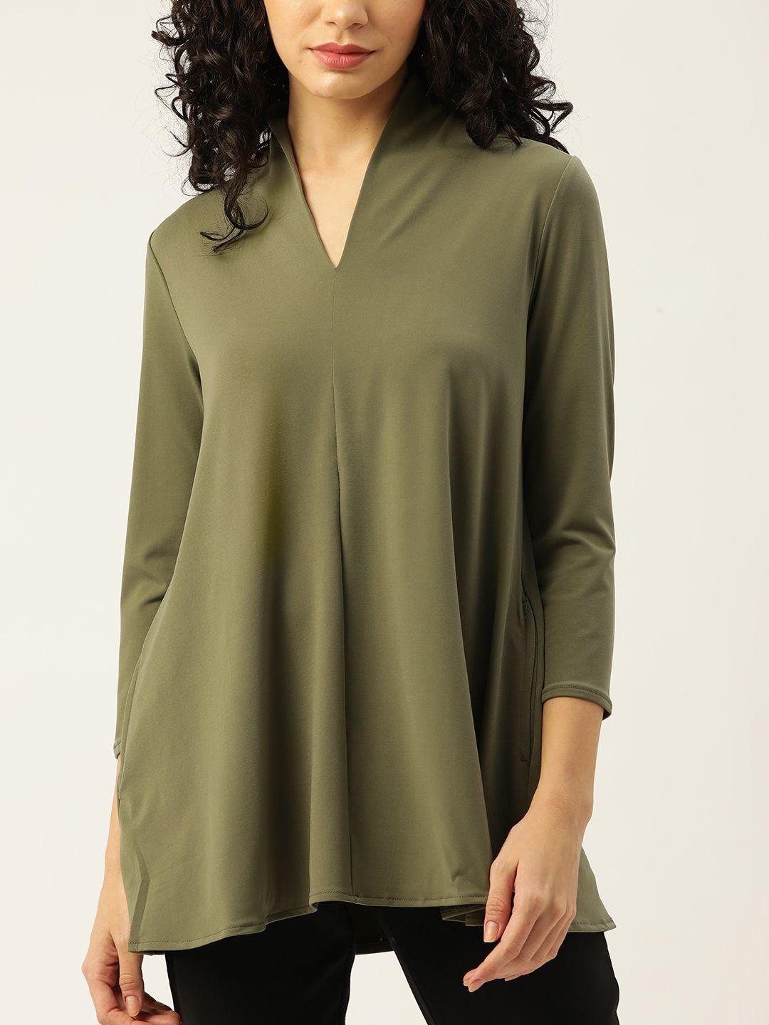 macy's alfani olive green solid longline top