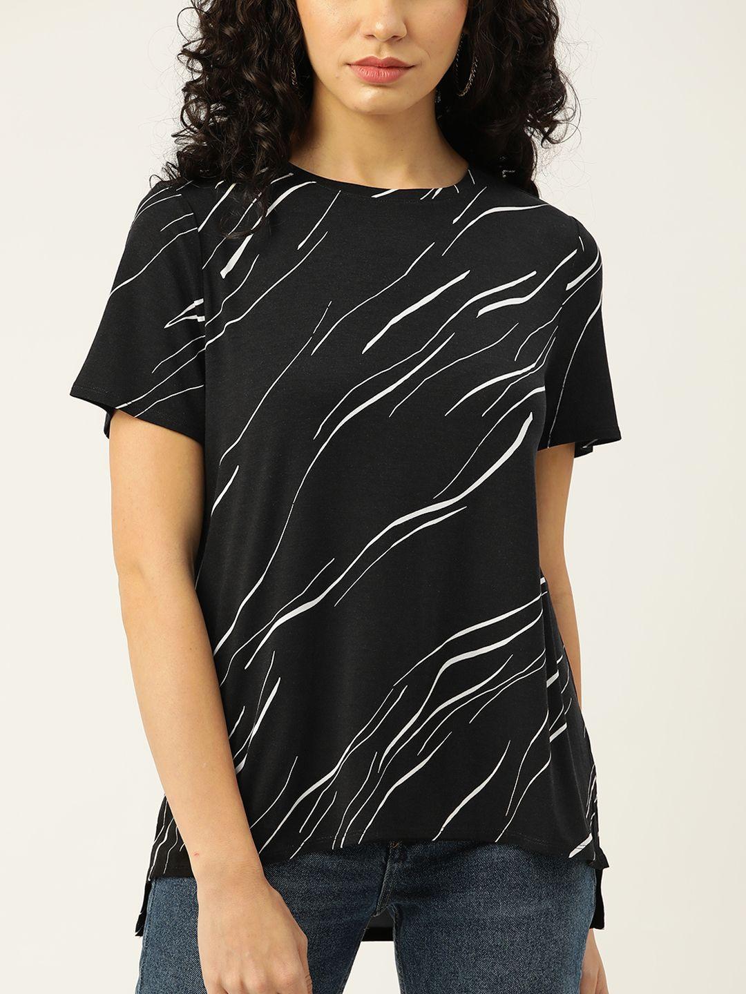 macy's alfani women black & white printed t-shirt