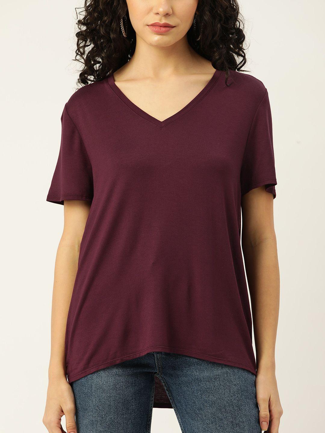 macy's alfani women burgundy solid t-shirt