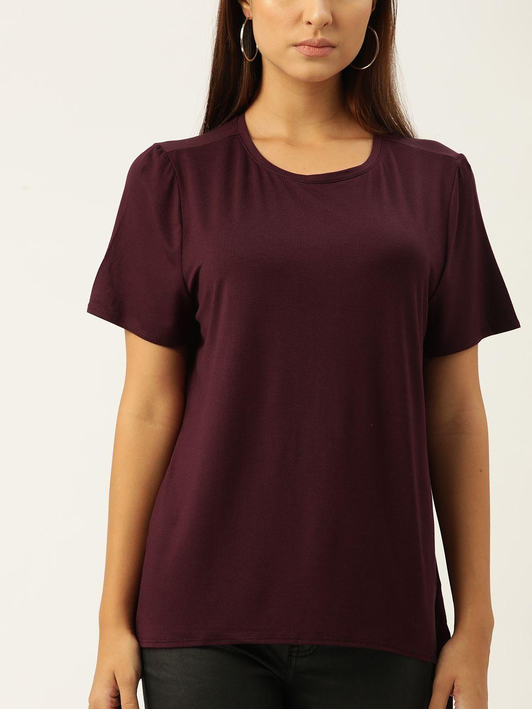 macy's alfani women burgundy solid t-shirt