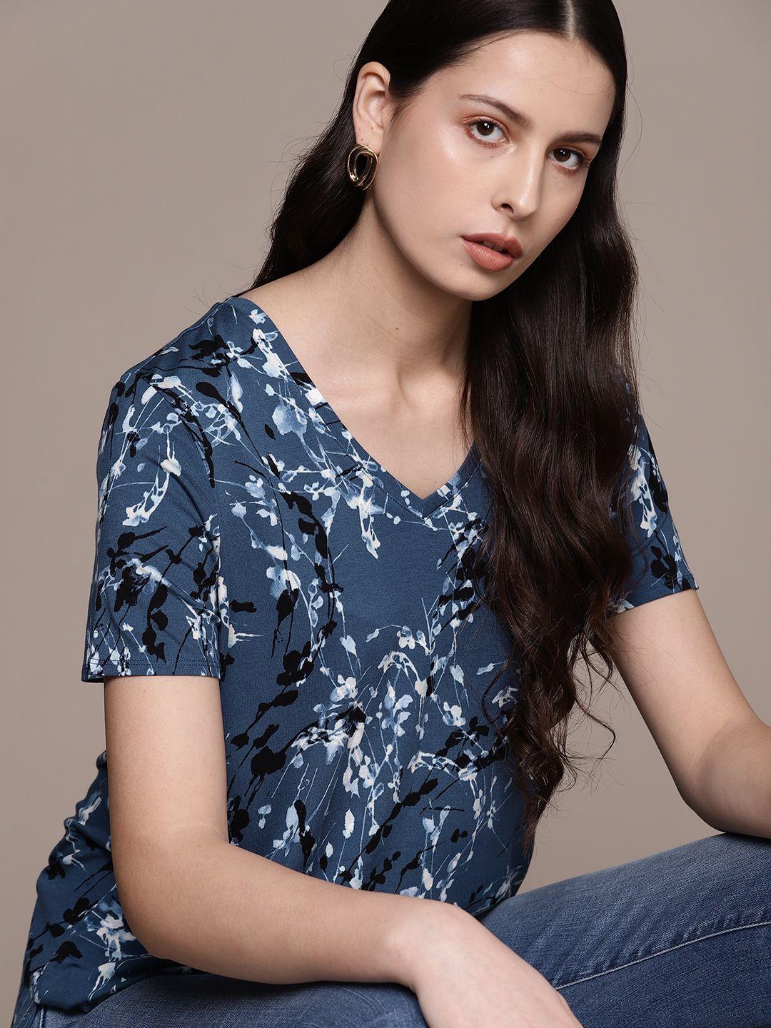 macy's alfani women floral printed v-neck t-shirt
