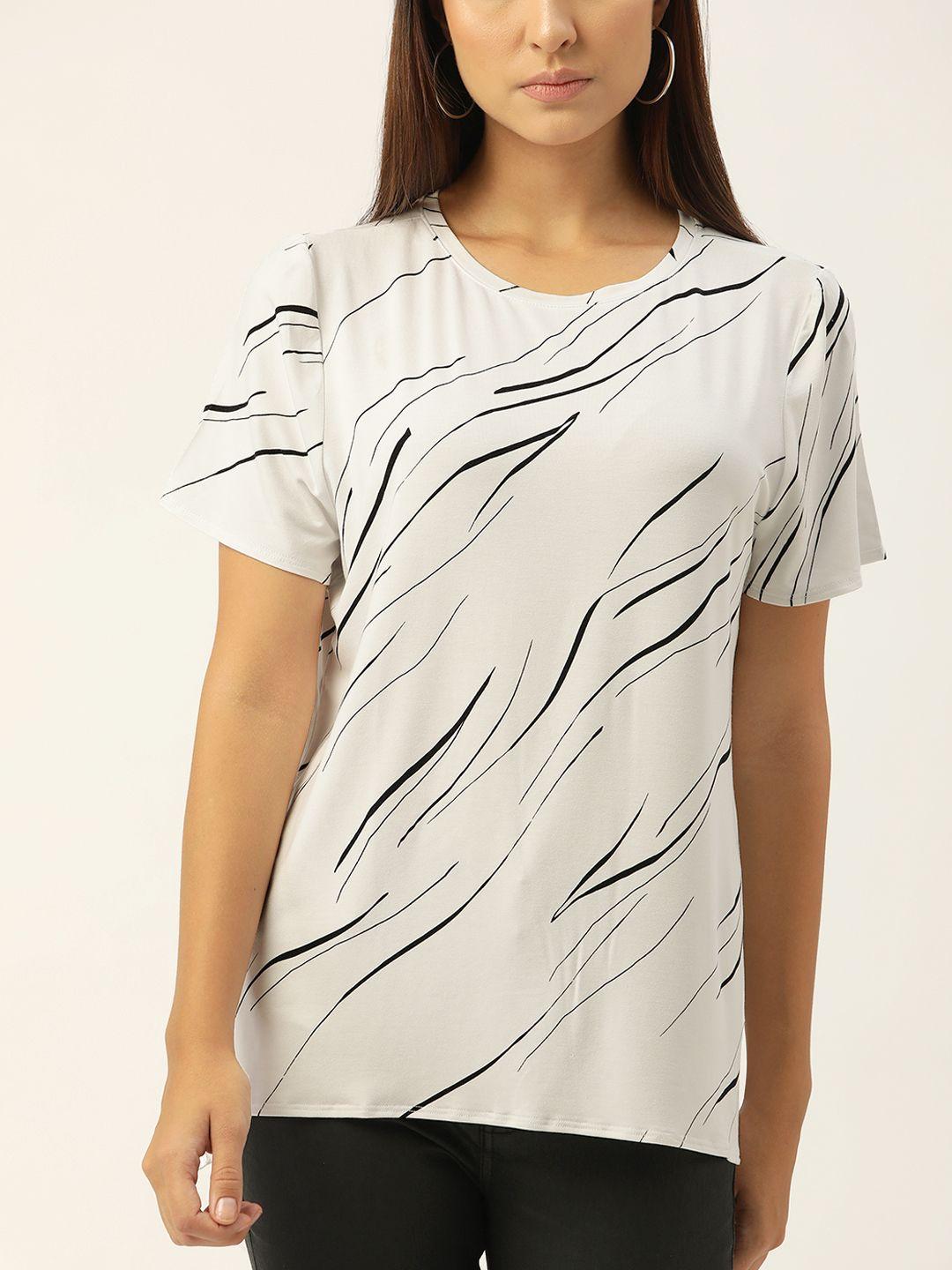 macy's alfani women white & black printed t-shirt