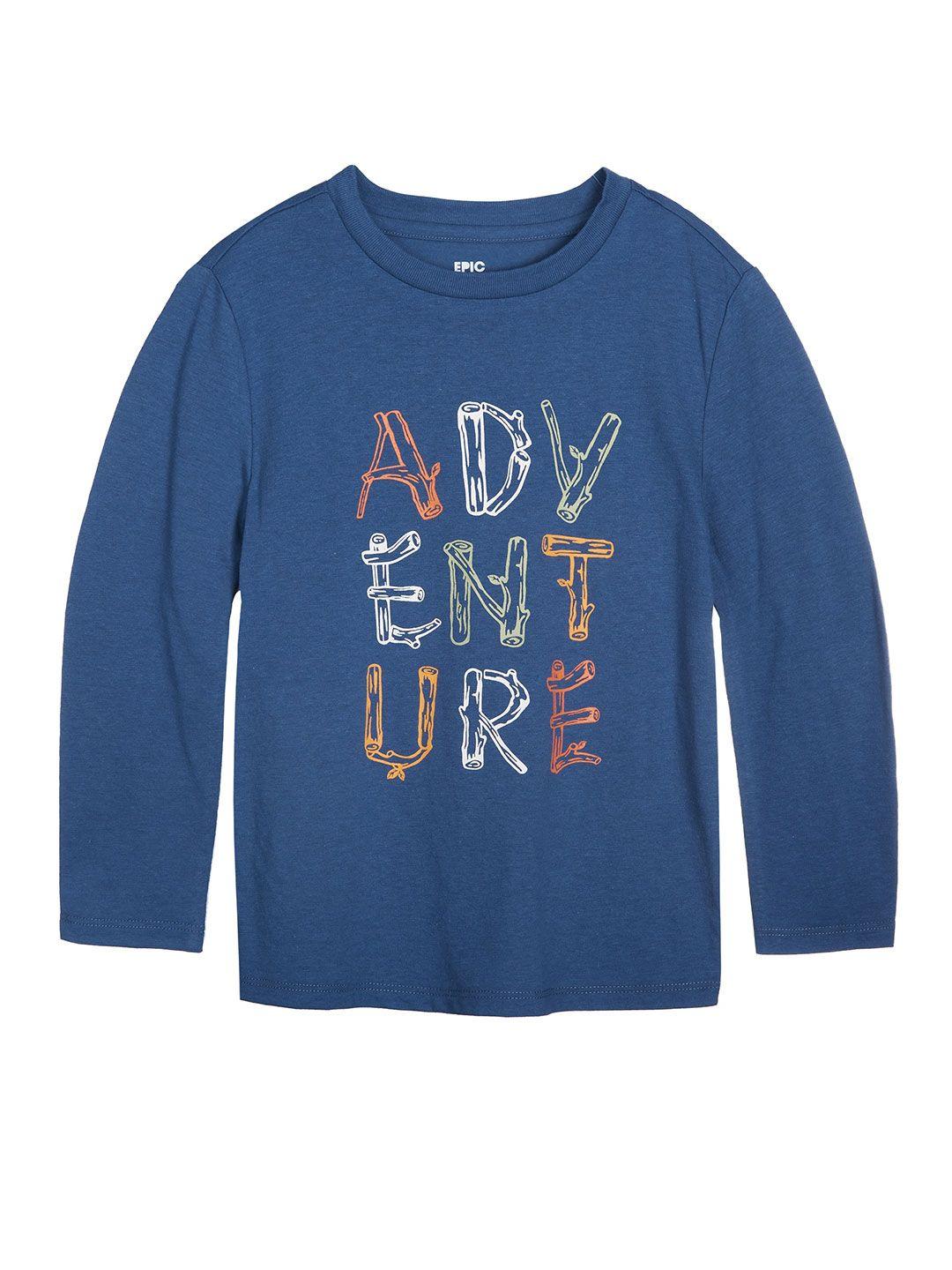 macy's epic threads boys blue & orange typography printed t-shirt