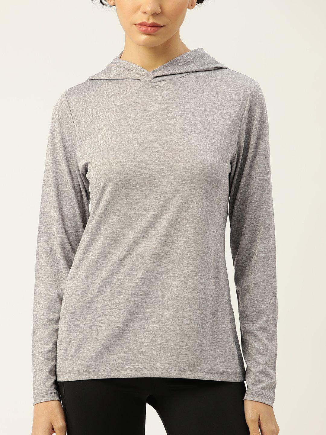 macy's ideology grey melange hooded knitted top
