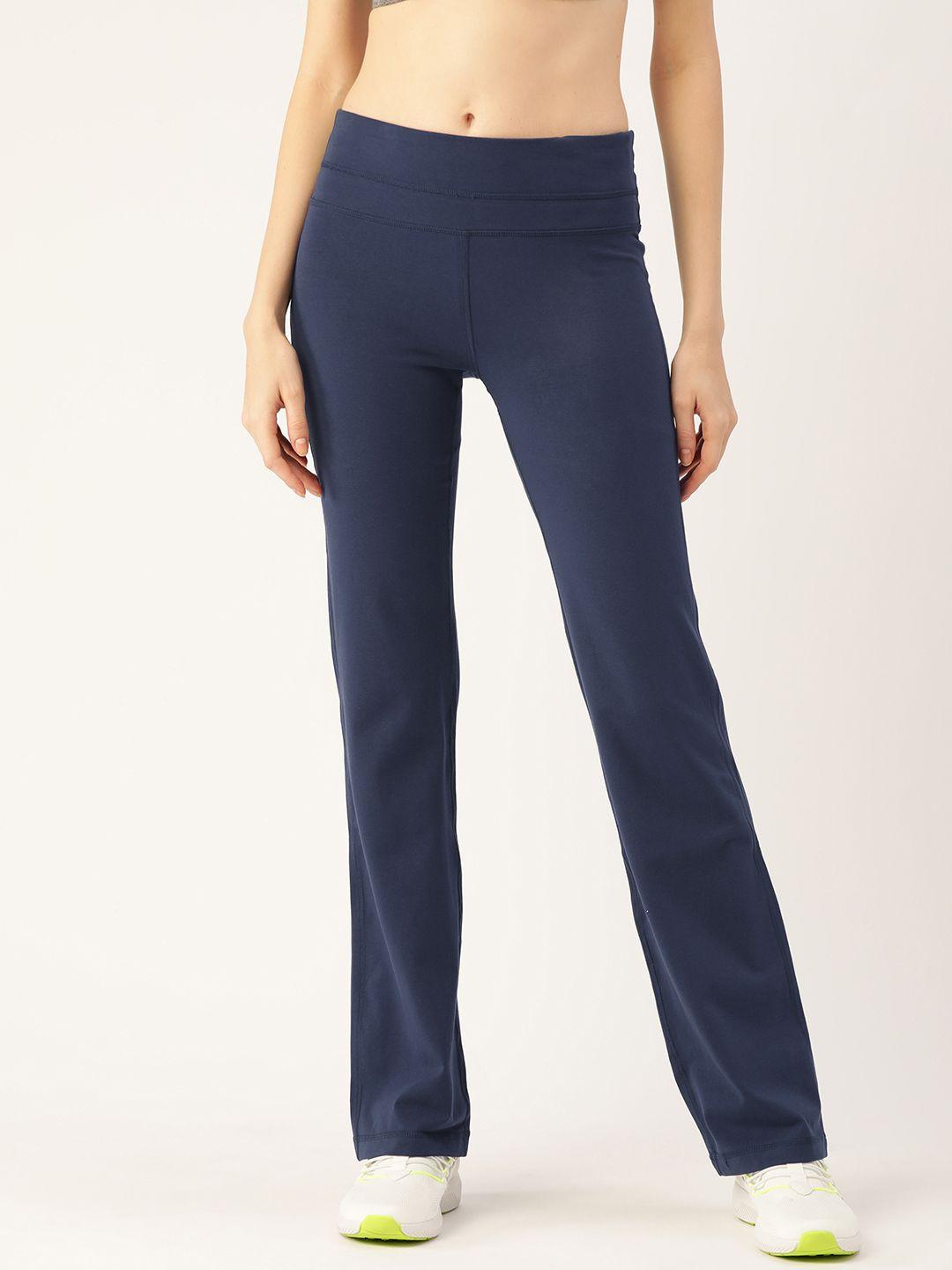 macy's ideology women navy blue solid flared track pants