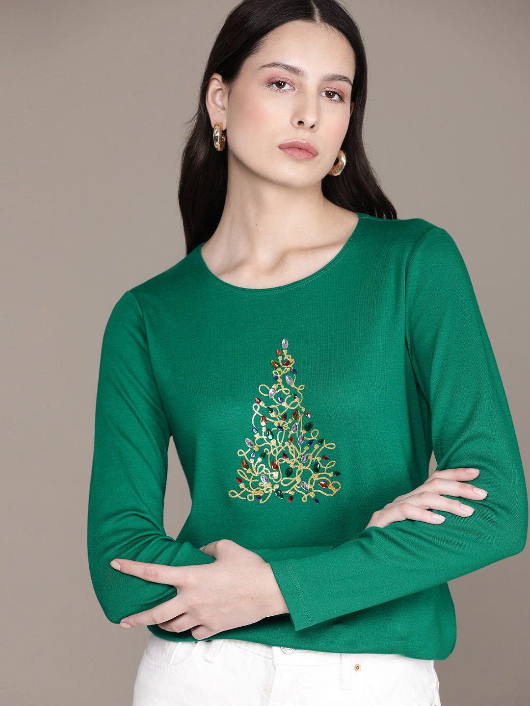 macy's karen scott green embellished cotton top