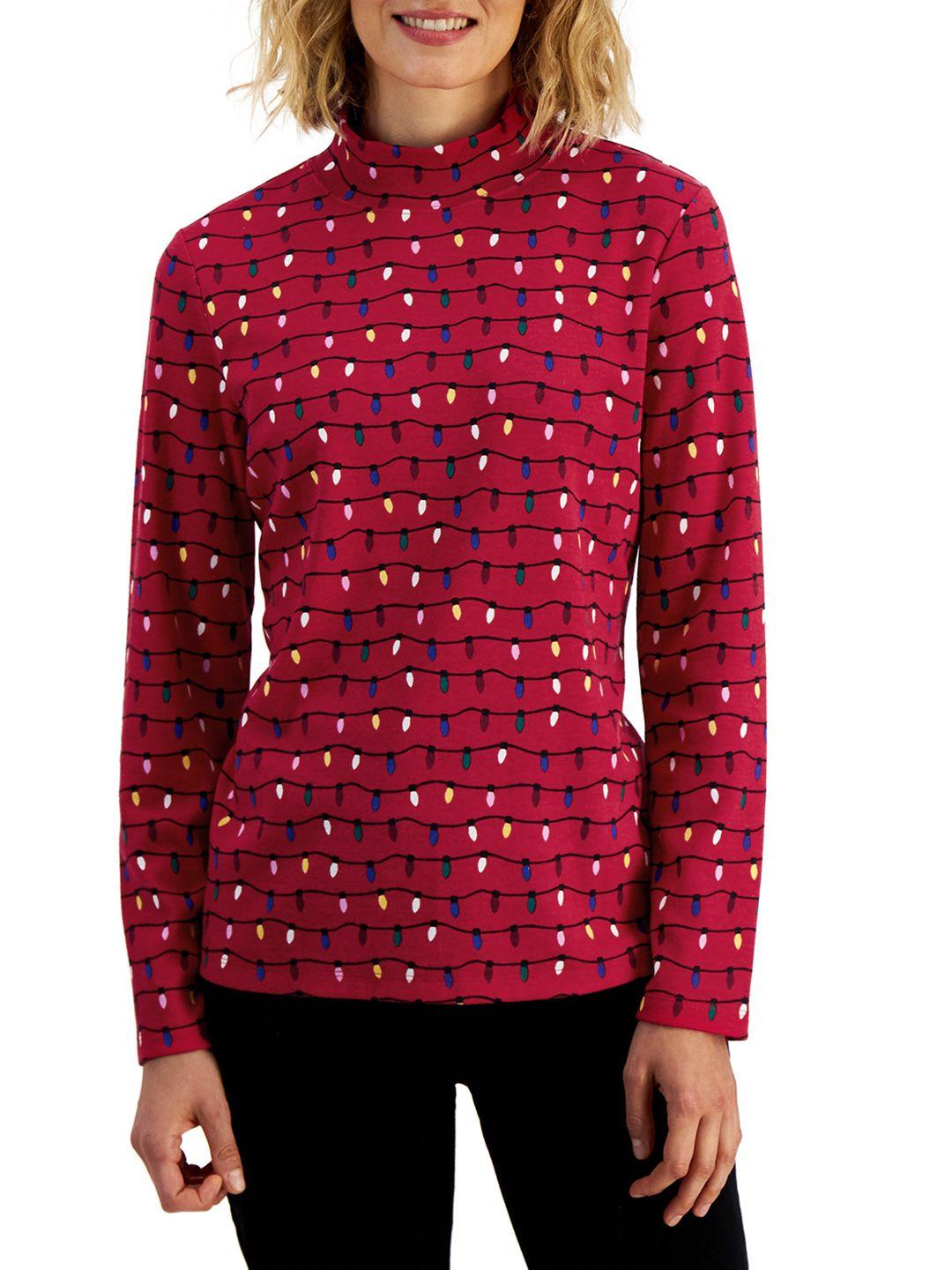 macy's karen scott red & black abstract printed top