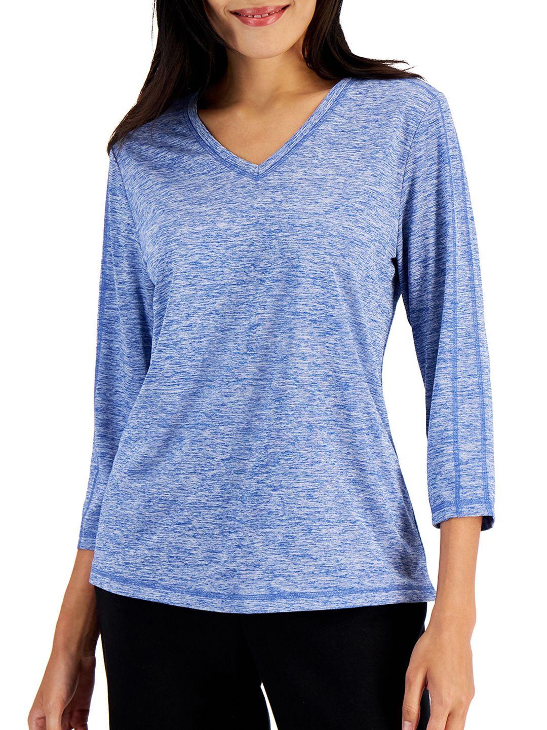 macy's karen scott women blue v-neck t-shirt