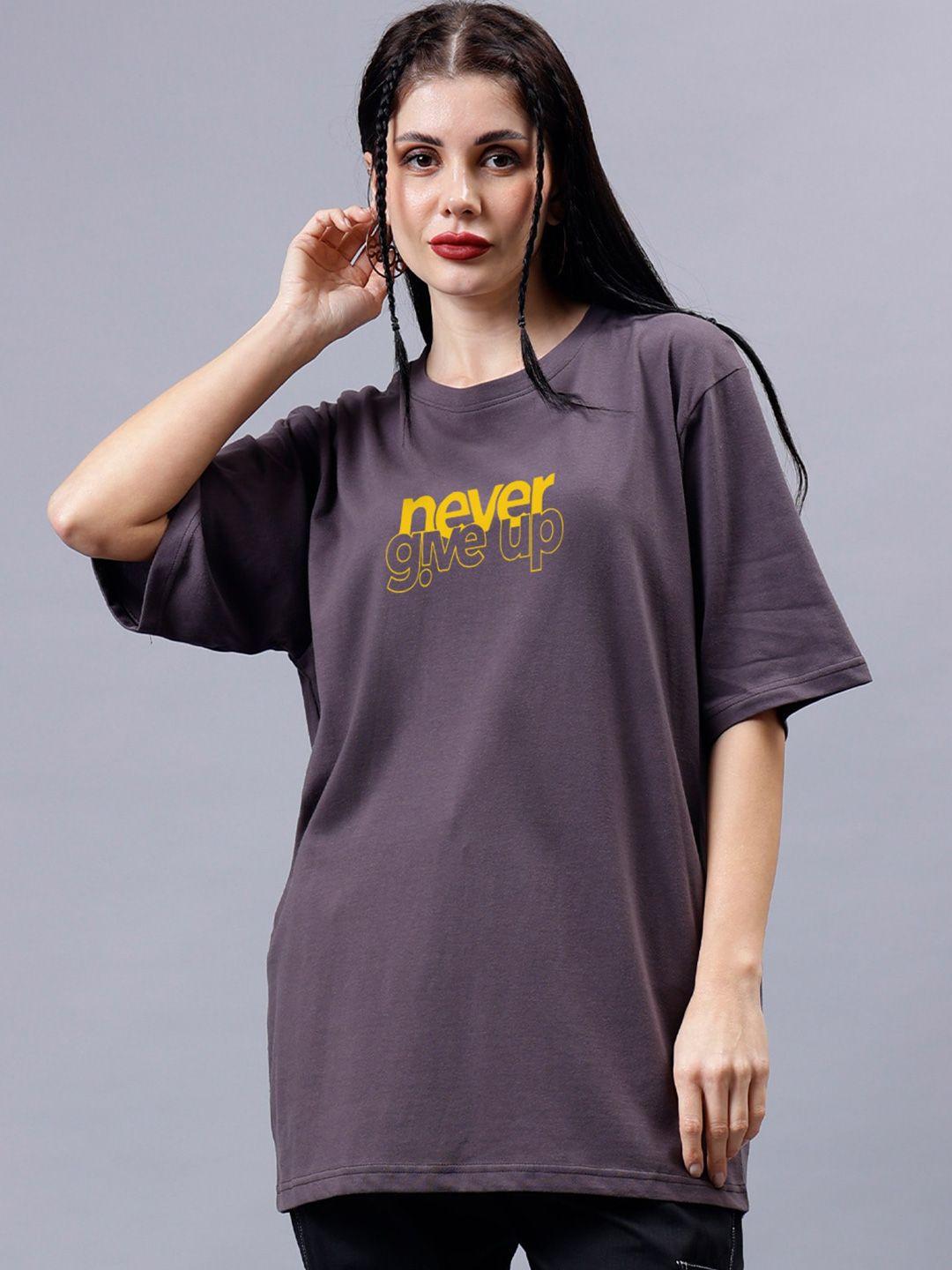 mad over print typography printed cotton oversized t-shirt